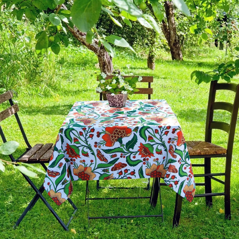 EHouseHome Outdoor Indoor Spill Proof Waterproof Tablecloth,Vintage Floral Design Patio Fabric Table Cover,Home Dinner DÃ©cor Wrinkle Free Table Cloths(52x52Inch Square) - Image 3